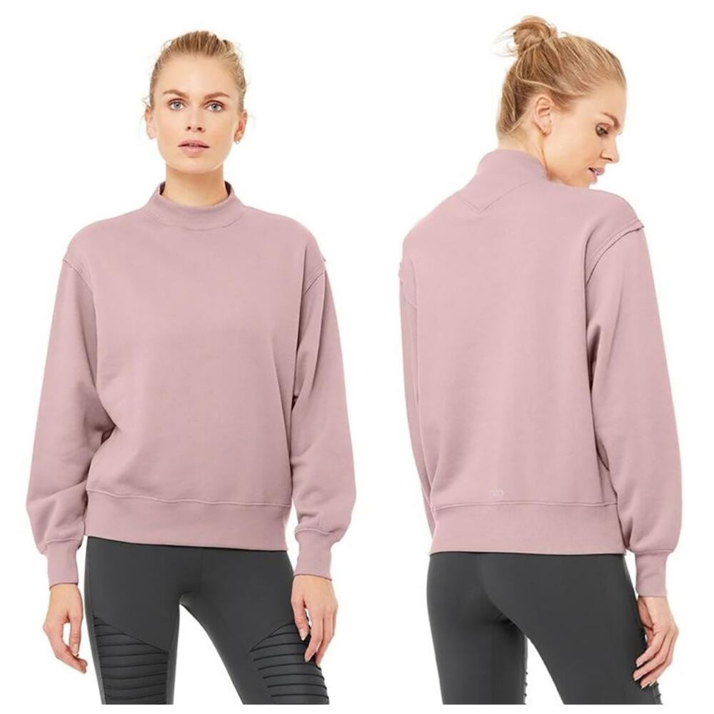 ALO Yoga Freestyle Slate Blue Mock Neck Sweatshirt sz S - Picture 2 of 12